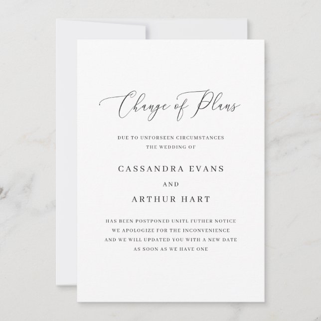 Reserve A Data Mudança de Planos Elegante Simples Casamento Sem F (Frente)