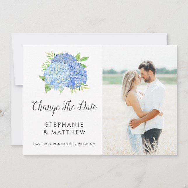 Reserve A Data Mudar a Data Blue Hydrangea Casamento (Frente)