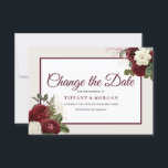Reserve A Data Mudar a Data de Casamento Floral Borgonha Romântic<br><div class="desc">Mudar a Data de Casamento Floral Borgonha Romântico Salve a data
Veja a coleção correspondente na loja Niche and Nest</div>