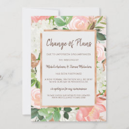 Reserve A Data Mudar Planos Casamento Aquarela Dourado Floral Ros