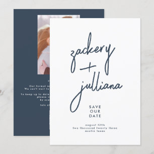 Reserve A Data Na moda de Fotografia Personalizada Marinho Editáv