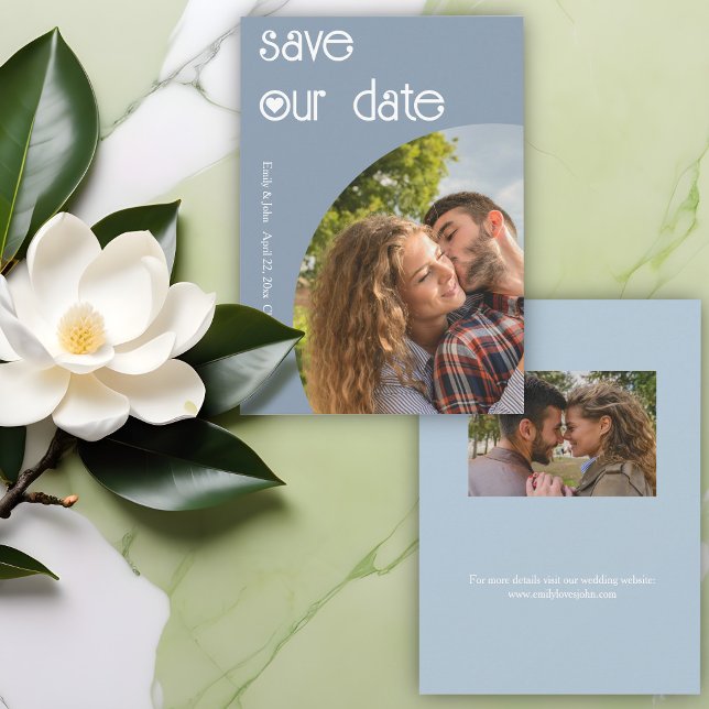 Reserve A Data Na moda Dusty Blue Salve a placa de data (Criador carregado)