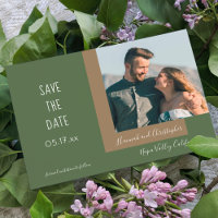 Na moda Modern Olive Green Foto Simples Casamento