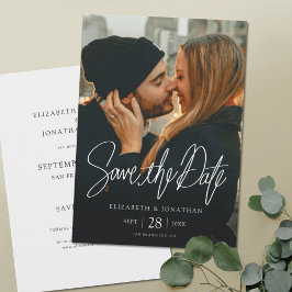 Reserve A Data Na moda Modern Photo Save the Date Wedding Card