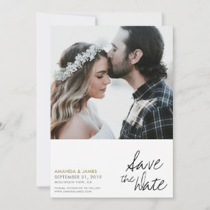 Reserve A Data Na moda Modern Photo Wedding Save the Date Card