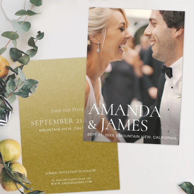 Reserve A Data Na moda Modern Photo Wedding Save the Date Card (Criador carregado)