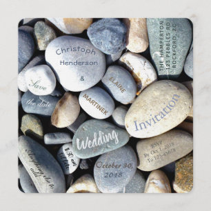 Reserve A Data Na moda Moderno Casamento da Natureza de Pebbles R