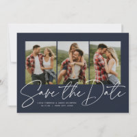 Na moda moderno script três marinho de fotos azul