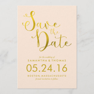Reserve A Data Na moda Peach Script Wedding Salvar a Data