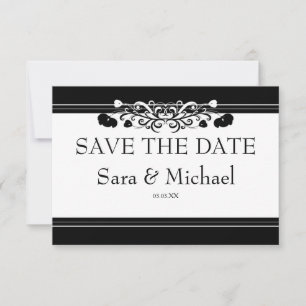 Reserve A Data Na moda preto e branco - Guarde a placa de data