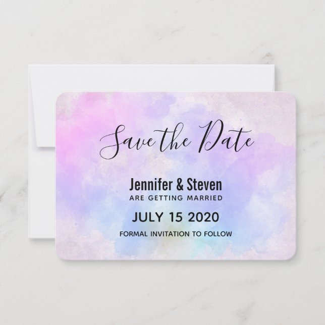 Reserve A Data Na moda púrpura Abstrato azul (Frente)