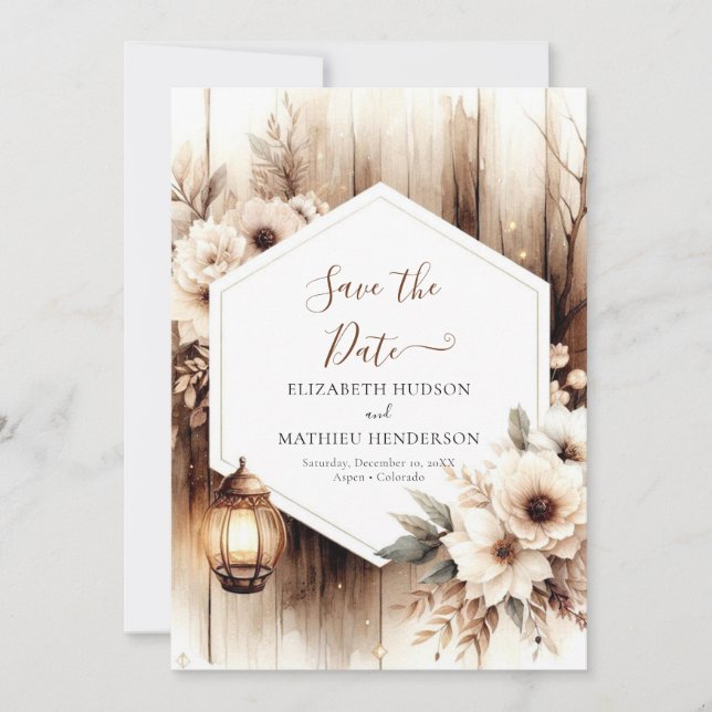 Reserve A Data Na moda Romance Rustic Wedding (Frente)