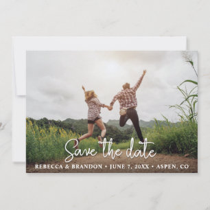 Reserve A Data Na moda Rustic Double Sided Save The Date Photo