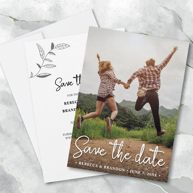 Reserve A Data Na moda Rustic Double Sided Save The Date Photo (Criador carregado)