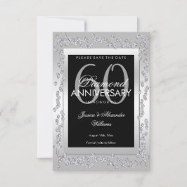 Reserve A Data Na moda Silver Diamantes 60º Casamento Salvar a Da