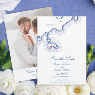 Reserve A Data Nahant MÃE Map Elegante Marinho Casamento Azul