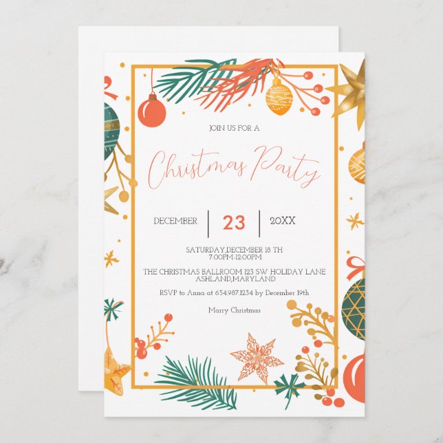 Reserve A Data Natal da Companhia de Enfeites de natal Retro (Frente/Verso)