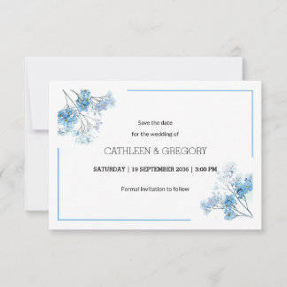 Reserve A Data Natural Blue Watercolor Forget-Me-Not Wed