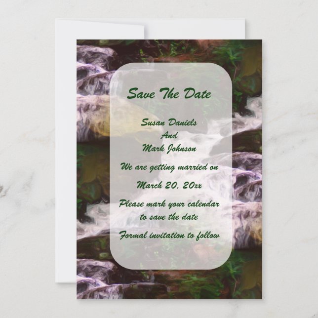 Reserve A Data Natureza de Casamento em Cascata Florestal (Frente)