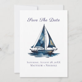 Reserve A Data Navy Blue and Gold Sailboat Nautical Wedding