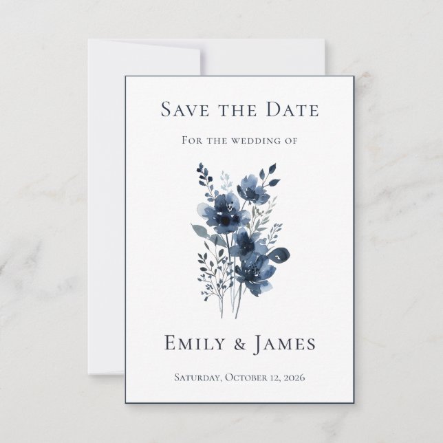 Reserve A Data Navy Blue Botanical Wedding (Frente)