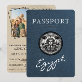 Reserve A Data Navy Blue Egypt Passport Wedding Save the Date