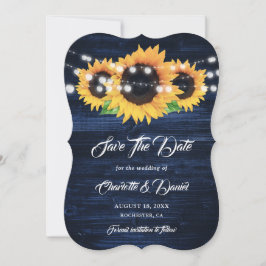 Reserve A Data Navy Blue Sunflower Wood String Lights Wedding
