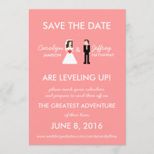 Reserve A Data Nerdy Pink 8 Bits Bride & Groom Salve as Datas