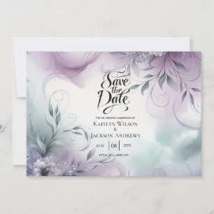 Reserve A Data Névoa de Lavanda e Casamento Sussurros de Aquarela