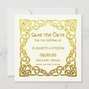 Reserve A Data Nó Celta Elegante Casamento Ivory Faux Dourado Ce