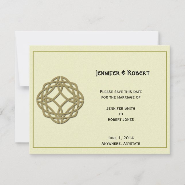 Reserve A Data Nó de Eternidade Celta Dourado Salvar a Data (Frente)