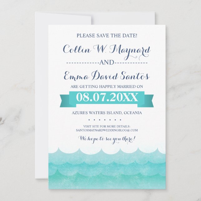 Reserve A Data No mar - Guardar as datas (Frente)