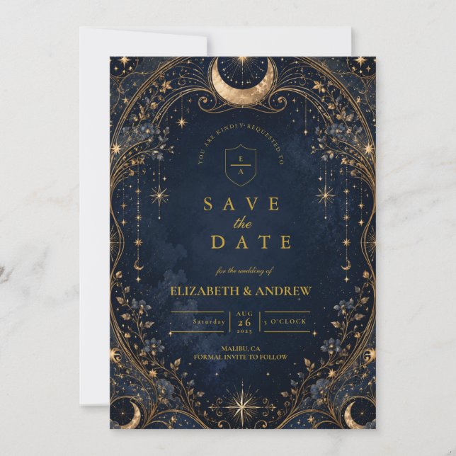 Reserve A Data Noites Estreladas Elegantes Casamento Celestial (Frente)