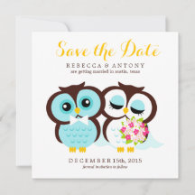Noiva e Noivo Corujas Casamento Salve a Data