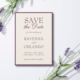 Reserve A Data Noiva Elegante Creme Ameixa Profunda Casamento Gla