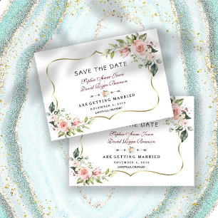 Reserve A Data Noiva Flores Rosa Charme Moldura Dourada Casamento