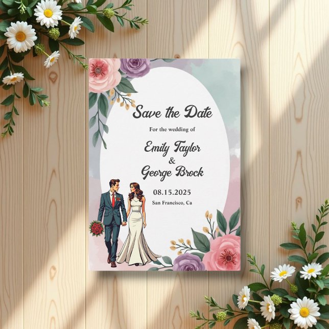 Reserve A Data Noiva Romântica E Casamento Floral De Groom Waterc (Criador carregado)