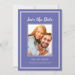 Reserve A Data Noivado Casamento Foto Personalizada Azul Pervinca