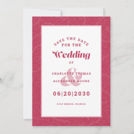 Reserve A Data Noivado de Casamento de Padrão Vermelho Magenta Mo