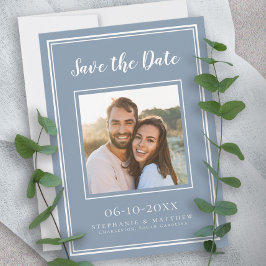 Reserve A Data Noivado de Casamento Foto do Casal Modern Dusty Bl