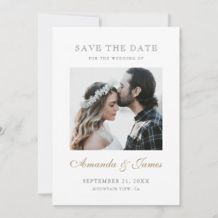 Reserve A Data Noivado de Fotografia de Script Dourado Elegante S