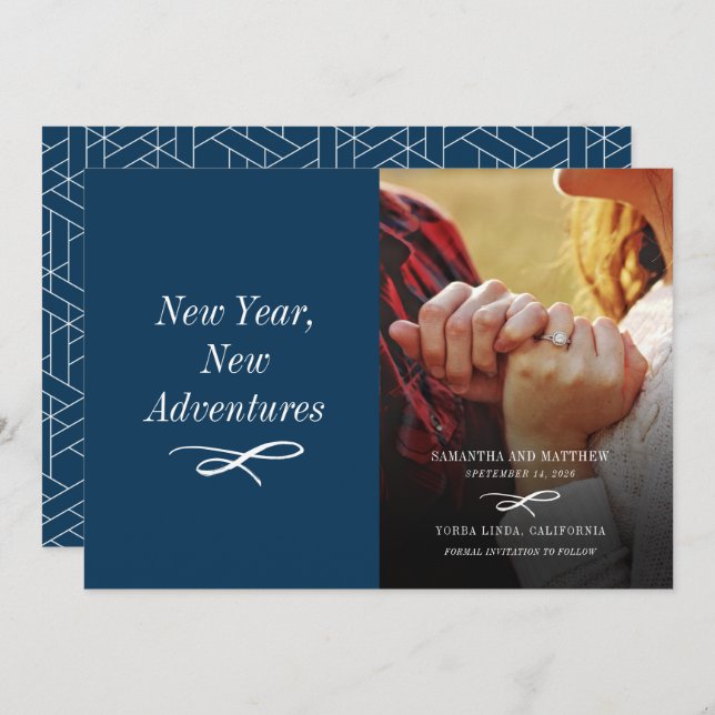 Reserve A Data Noivado de fotos de feriado moderno (Frente/Verso)