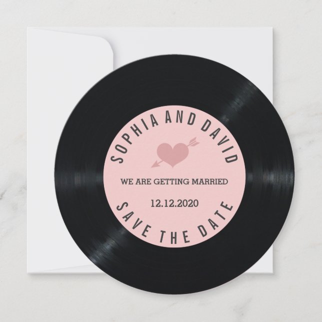 Reserve A Data Noivado Disco de Vinil Retro SAVE THE DATE (Frente)