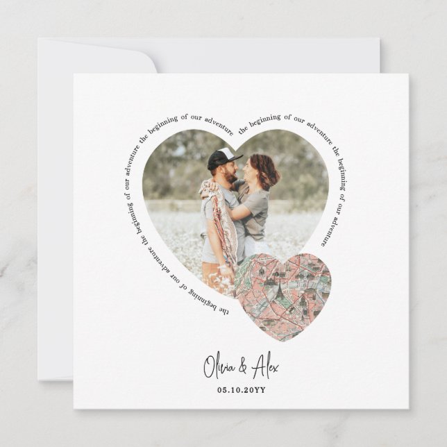 Reserve A Data Noivado personalizado do mapa de localização do co (Frente)