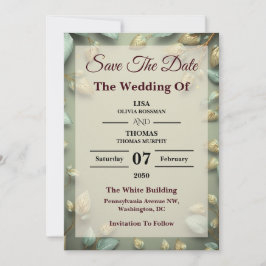 Reserve A Data Noivado Sage Gold Luxe Greenery Save The Date