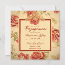 Noivados personalizados da rosa vermelha rusticada