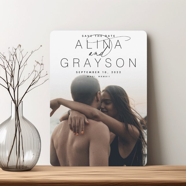 Reserve A Data Nome da Marca | Foto Vertical Moderna (Criador carregado)