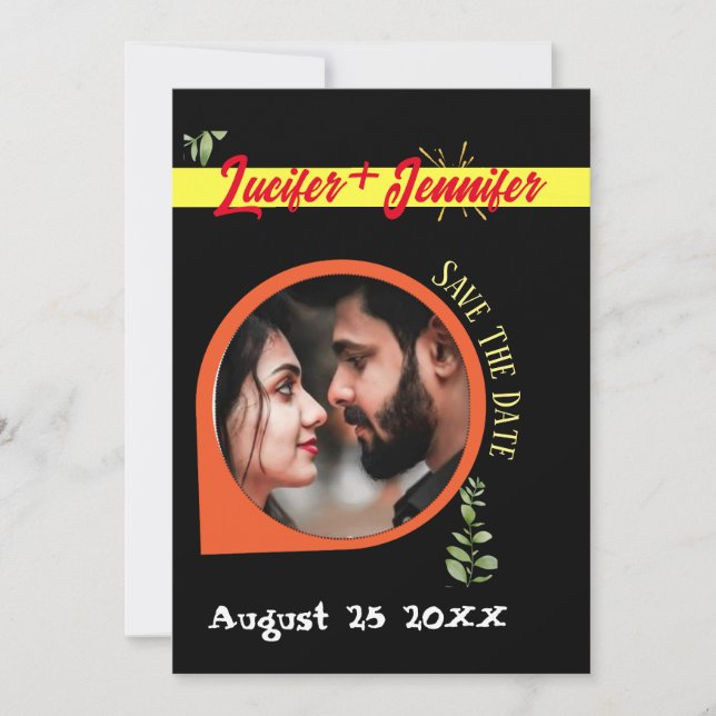 Reserve A Data Nome de foto personalizado moderno Elegante Convit (Frente)