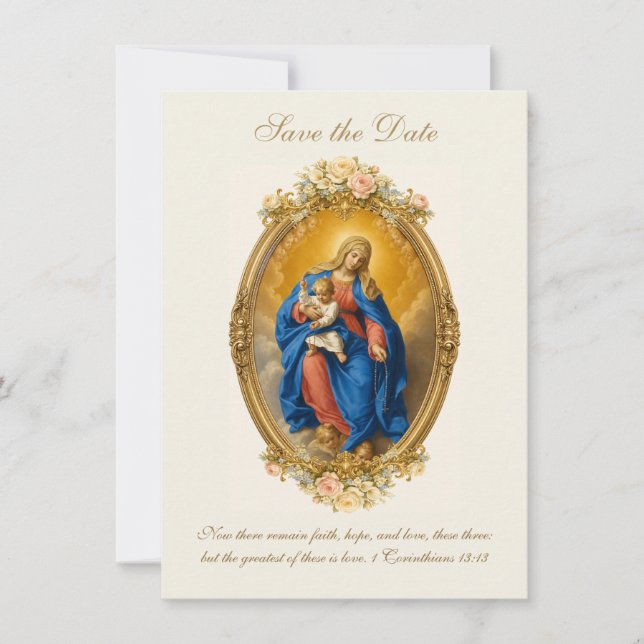 Reserve A Data Nossa Senhora de Pompei floral católica (Frente)