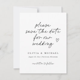 Reserve A Data Nota de Amor Moderno à Mão Casamento Salve a Data